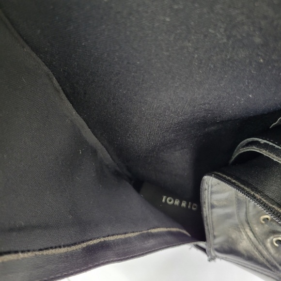 TORRID Black Faux Leather Sweater-Trimmed Knee-High Combat Boot Sz 12 - Picture 9 of 10